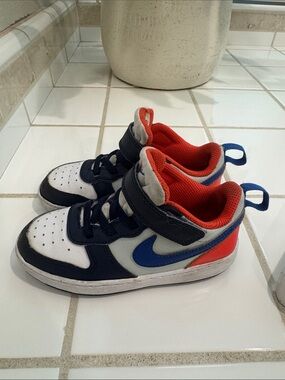 Nike Kids Navy Blue Red White High-Top Sneakers